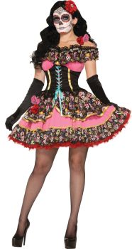 Women's Day Of Dead Senorita Costume - Adult M/L (8 - 12)