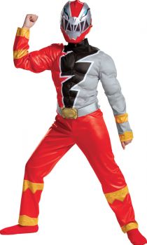 Boy's Red Ranger Dino Fury Muscle Costume - Child LG (10 - 12)