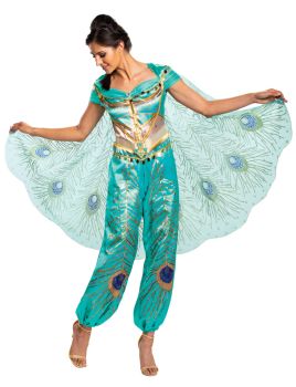 Women's Jasmine Teal Deluxe Costume - Aladdin Live Action - Adult S (4 - 6)