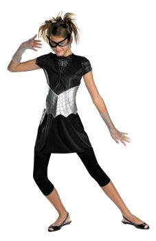 Girl's Black Suited Spider-Girl Costume - Child L (10 - 12)