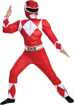 Boy's Red Power Ranger Muscle Costume - Mighty Morphin - Child L (10 - 12)