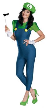 Women's Luigi Deluxe Costume - Super Mario Brothers - Adult M (8 - 10)