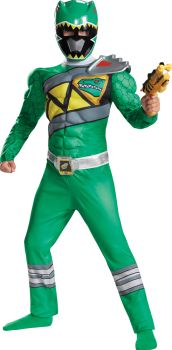 Boy's Green Ranger Muscle Costume - Dino Charge - Child M (7 - 8)