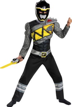 Boy's Black Ranger Muscle Costume - Dino Charge - Child M (7 - 8)