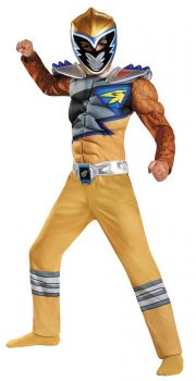 Boy's Gold Ranger Classic Muscle Costume - Dino Charge - Child S (4 - 6)