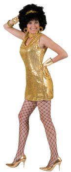 Women's Disco Dress - Gold - Adult M (10 - 12)