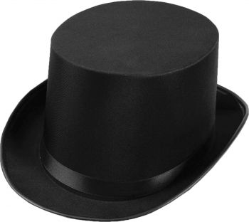 Top Hat Satin Adult - Black