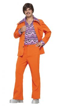 Men's 70s Leisure Suit - Orange - Adult OSFM
