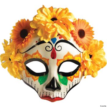 Day Of Dead Female Mask W Flws