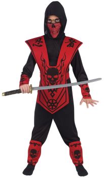 Red & Black Skull Ninja Child Costume - Child M (8 - 10)