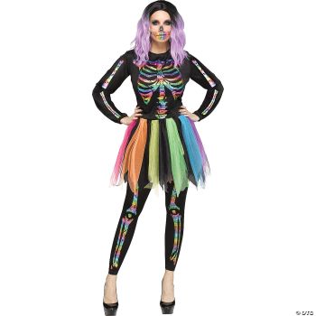 Skeleton Rainbow Foil Adult Costume - Adult M/L (10 - 14)