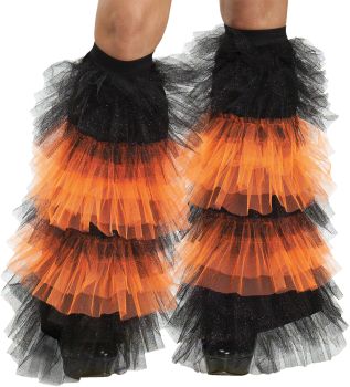 Boot Covers Tulle Ruffle - Black/Orangege