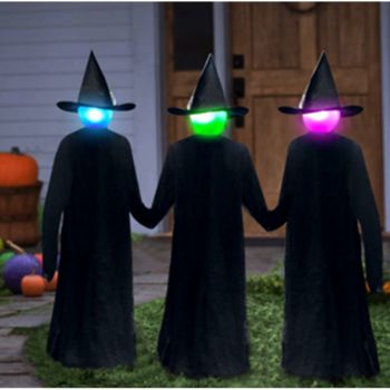 30" Luminated Lawn Witty Witches - Set Of 3