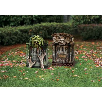 22" Tombstone Folding With Light-Up Eyes  - 2 Piece Set