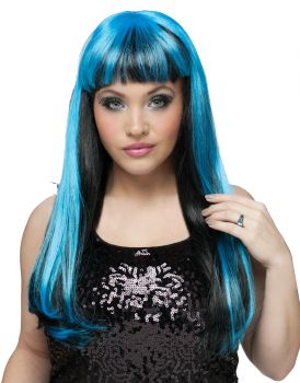 Natural 'N Neon Wig - Black/Blue