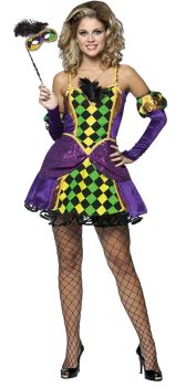 Women's Mardi Gras Queen Costume - Adult L/XL