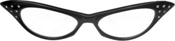 Glasses 50's Rhinestone Bk Clr