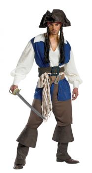 Men's Captain Jack Sparrow Deluxe Costume - Pirates Of The Caribbean - Adult XL (42 - 46)
