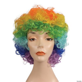 Deluxe Long Curly Clown Wig - Rainbow