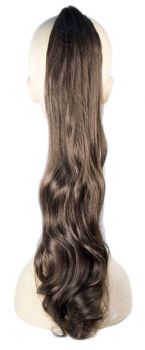 Budget Straight Ponytail Wig - Dark Brown Gray