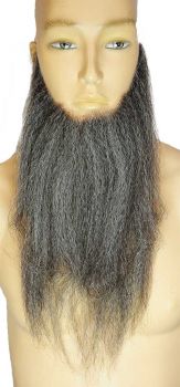 16" Full-Face Beard - Human Hair - Medium Brown 50% Gray