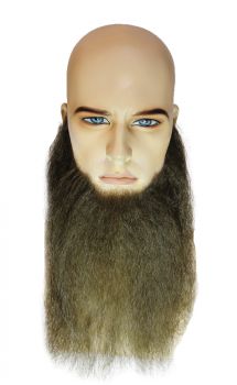 10-Inch Long Full-Face Beard - Human Hair - Dark Brown 90% Gray