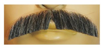 Downturn M2 Mustache - Human Hair - Dark Brown 75% Gray