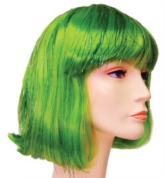 Bargain China Doll With Tinsel Wig - Green