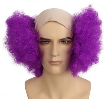 Bald Curly Clown Wig - Dark Purple
