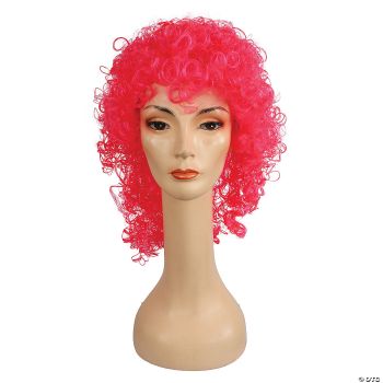 Wet Look Clown Wig - Hot Pink