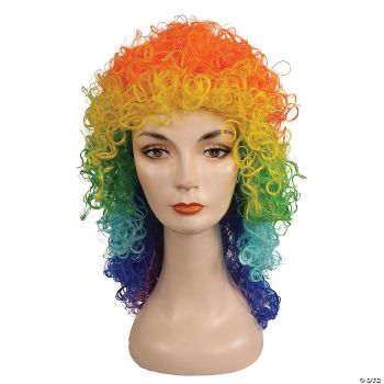 Wet Look Clown Wig - Rainbow