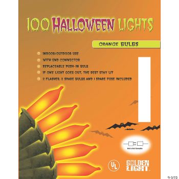 100-Light Halloween String Lights - Orange