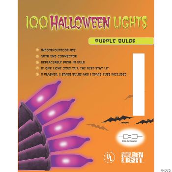 100-Light Halloween String Lights - Purple