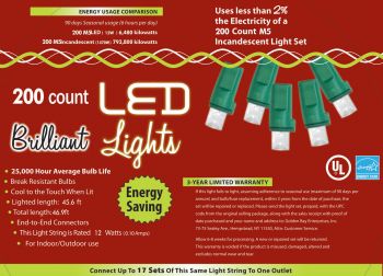 200-Count M5 Holiday Lights - Pure White
