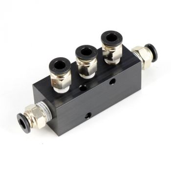 Aluminum Block Manifold with Fittings for 1/4" Airline - 4 Ports