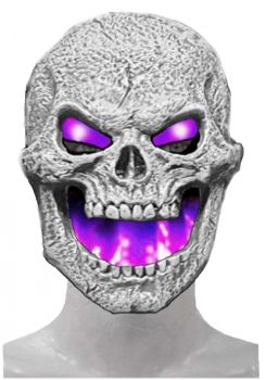 Flame Fiend Flaming Skull Mask - Purple