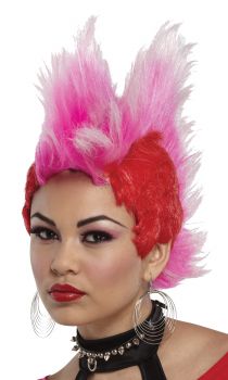 Double Mohawk Wig - Red/Hot Pink