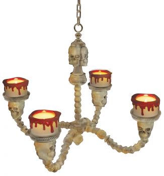 Lighted Skull Chandelier - Bone