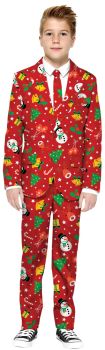 Boy's Red Icon Christmas Suit - Child Small