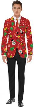 Men's Red Icon Christmas Jacket & Tie - Adult Medium