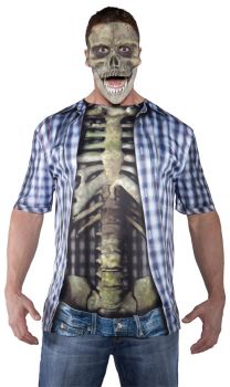 Photo-Real Skeleton Shirt - Blue - Adult OSFM