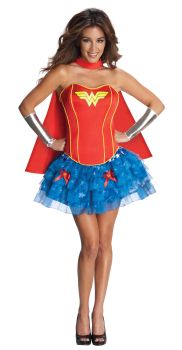 Women's Wonder Woman Flirty Corset Costume - Adult Large