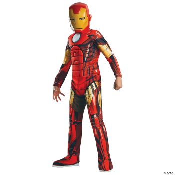 Boy's Deluxe Muscle Iron Man Costume - Child L (12 - 14)