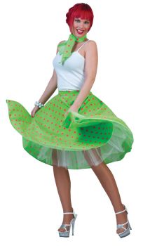 Sock Hop Skirt Adult - Green/Pink