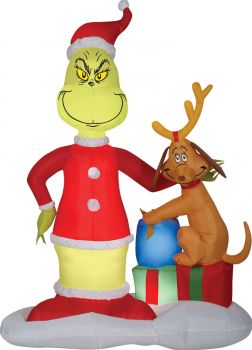 Airblown Grinch & Max With Presents Inflatable Scene - Dr. Seuss
