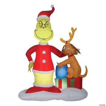 Airblown Grinch & Max With Presents Inflatable Scene - Dr. Seuss