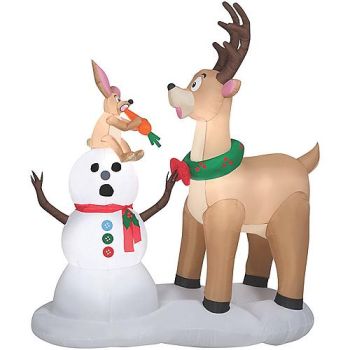 72" Blow Up Inflatable Caribou Snowman Outdoor Yard Decoration