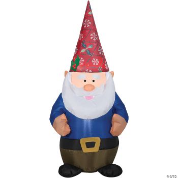Blow Up Inflatable Gnome With Christmas Hat Outdoor Yard Decoration