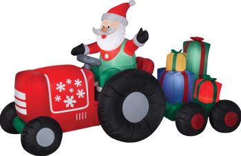 Airblown Santa On Tractor With Presents Large Inflatable Scene
