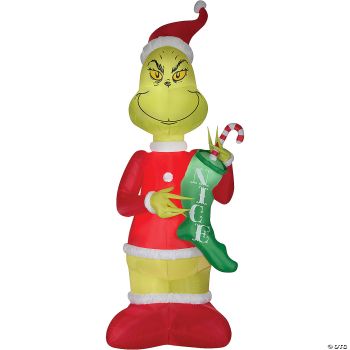 108" Blow Up Inflatable Grinch With Stock Giant Outdoor Yard Decoration